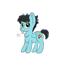 Size: 1400x1400 | Tagged: safe, artist:rosebush, oc, oc only, oc:star streak, species:pony, full body, happy, mlem, silly, smiling, solo, tongue out