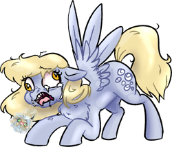 Size: 1003x860 | Tagged: safe, artist:sierra flyer, character:derpy hooves, species:pegasus, species:pony, crying, derp, fluffy, gross, hairball, wat, wings