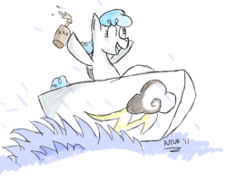 Size: 747x597 | Tagged: safe, artist:putuk, character:white lightning, species:pegasus, species:pony, boat, female, mare