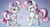 Size: 3100x1700 | Tagged: safe, artist:awalex, character:sweetie belle, species:pony, species:unicorn, sweetie bot, g4, assuming direct control, blank flank, chest fluff, dialogue, duality, female, filly, looking at you, open mouth, ponidox, raised hoof, robot, robot pony, s team, self ponidox, signature, smiling, text, three quarter view