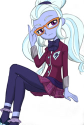 Size: 640x951 | Tagged: safe, artist:shinda mane, artist:union of the snake, artist:uotsda, character:sugarcoat, my little pony:equestria girls, clothing, colored, crystal prep academy uniform, cute, female, looking at you, school uniform, simple background, solo, sugarcute, white background