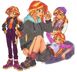 Size: 685x640 | Tagged: safe, artist:keeerooooo1, character:sunset shimmer, episode:festival filters, episode:monday blues, eqg summertime shorts, equestria girls:movie magic, g4, my little pony: equestria girls, my little pony:equestria girls, spoiler:eqg series (season 2), spoiler:eqg specials, camp everfree outfits, clothing, cute, female, hoodie, human coloration, multeity, shimmerbetes, simple background, solo, sunshim, white background