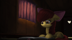 Size: 1920x1080 | Tagged: safe, artist:robsa990, character:apple bloom, species:pony, bow, female, filly, hair bow, sad, solo