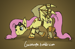 Size: 1280x837 | Tagged: safe, artist:gaiascope, character:fluttershy, 30 minute art challenge, amputee, prosthetic limb, steampunk