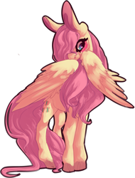 Size: 1257x1653 | Tagged: safe, artist:voidsucre, character:fluttershy, species:pegasus, species:pony, big ears, blushing, cloven hooves, female, hair over one eye, heart eyes, long tail, mare, shy, simple background, solo, stray strand, transparent background, wingding eyes