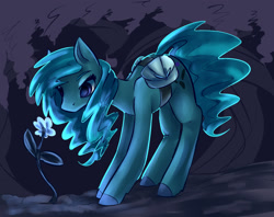 Size: 1280x1012 | Tagged: safe, artist:voidsucre, oc, oc only, oc:swamp spell, species:earth pony, species:pony, female, flower, mare, saddle bag, solo, tree