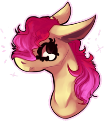 Size: 526x613 | Tagged: safe, artist:voidsucre, oc, oc only, oc:lightning hopper, species:pony, bust, exclamation point, female, floppy ears, mare, not apple bloom, simple background, solo, transparent background, wavy mouth
