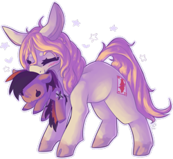 Size: 1156x1066 | Tagged: safe, artist:voidsucre, oc, oc only, species:earth pony, species:pony, big ears, blushing, cloven hooves, commission, cute, eyes closed, female, mare, mouth hold, plushie, simple background, smiling, solo, stars, transparent background