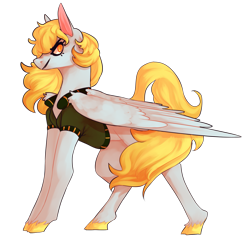Size: 1243x1171 | Tagged: safe, artist:voidsucre, oc, oc only, oc:morning zephyr, species:pegasus, species:pony, clothing, cloven hooves, commission, eyebrows, eyebrows visible through hair, female, looking at you, mare, narrowed eyes, not derpy, shirt, simple background, smiling, solo, transparent background