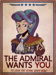 Size: 1536x2048 | Tagged: safe, artist:qzygugu, character:starlight glimmer, species:human, admiral, clothing, decoration, female, humanized, navy, palindrome get, poster, propaganda, solo, uniform
