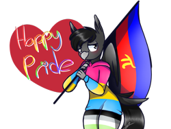 Size: 1600x1200 | Tagged: safe, artist:kaywhitt, oc, oc only, species:anthro, species:classical hippogriff, species:hippogriff, agender, clothing, flag, hippogriff oc, hoodie, pansexual, pi, polyamory, pride, simple background, solo, transparent background