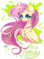 Size: 1500x2000 | Tagged: safe, artist:alexbluebird, character:fluttershy, species:pegasus, species:pony, bust, chest fluff, eyelashes, female, looking at you, mare, portrait, simple background, solo, three quarter view, toxic, transparent background, wings