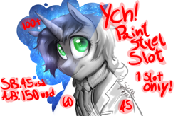 Size: 2900x1900 | Tagged: safe, artist:sierra flyer, character:doctor whooves, character:time turner, species:pony, species:unicorn, bow tie, bowties are cool, bust, clothing, commission, crossover, doctor who, eleventh doctor, female, green eyes, ongoing, ponified, smiling, suit, the doctor, your character here