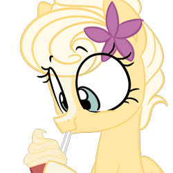 Size: 1280x1280 | Tagged: safe, artist:herfaithfulstudent, oc, oc only, oc:aloha isle, species:pegasus, species:pony, dole whip, flower, simple background, sipping, solo, straw, transparent background