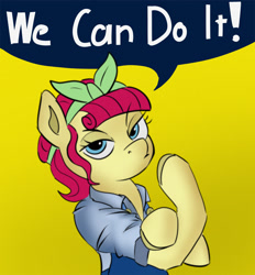 Size: 2041x2202 | Tagged: safe, artist:jellymaggot, character:torque wrench, species:pony, /mlp/, friendship is magic: rainbow roadtrip, g4, my little pony: friendship is magic, drawthread, female, mare, ponified, rosie the riveter, semi-anthro, we can do it!, world war ii