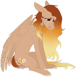 Size: 864x872 | Tagged: safe, artist:sychia, oc, oc only, oc:firelight, species:pegasus, species:pony, crying, female, mare, sad, solo