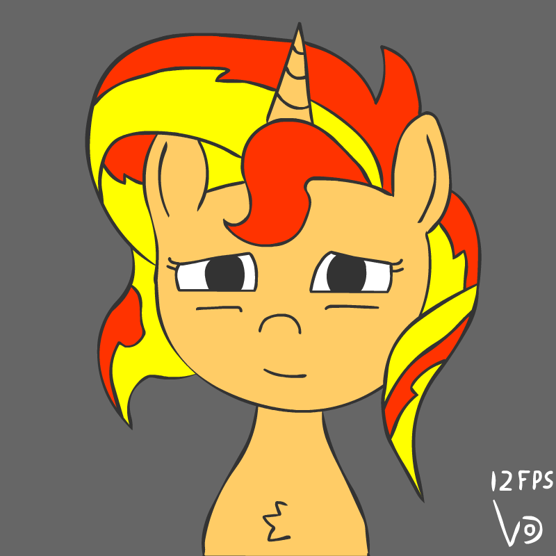 Size: 800x800 | Tagged: safe, artist:vohd, character:sunset shimmer, species:pony, species:unicorn, animated, female, frame by frame, gray background, simple background, solo, yawn