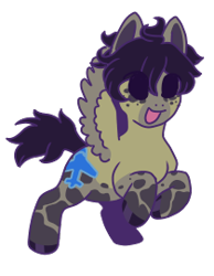 Size: 210x270 | Tagged: safe, artist:guidomista, artist:miiistaaa, artist:nijimillions, species:pegasus, species:pony, anime, chibi, crossover, cute, excited, happy, hooves to the chest, jojo's bizarre adventure, male, markings, narancia ghirga, open mouth, plane, ponified, raised hooves, simple background, smiling, solo, splotches, spots, spotted, stallion, transparent background, vento aureo, wings