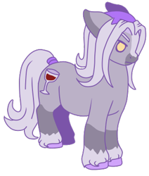 Size: 330x390 | Tagged: safe, artist:guidomista, artist:miiistaaa, artist:nijimillions, derpibooru original, species:earth pony, species:pony, abbacchio, accessories, accessory, alcohol, angry, anime, blaze (coat marking), clothing, clydesdale, crossover, frown, glass, gray, hat, hooves, jojo's bizarre adventure, leone abbachio, looking down, male, markings, ponified, simple background, socks (coat marking), solo, stallion, tail wrap, transparent background, vento aureo, white hair, white mane, wine, wine glass, yellow eyes