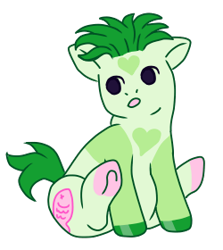 Size: 250x280 | Tagged: safe, artist:guidomista, artist:miiistaaa, artist:nijimillions, derpibooru original, species:earth pony, species:pony, alternate universe, anime, anime crossover, chibi, chubby, chubby cheeks, crossover, cute, fish, green, heart, hooves, hooves up, jojo's bizarre adventure, looking back, markings, multicolored, open mouth, pesci, pink, ponified, pudgy, simple background, sitting, solo, transparent background