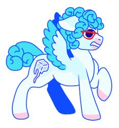 Size: 280x300 | Tagged: safe, artist:guidomista, artist:miiistaaa, artist:nijimillions, derpibooru original, species:pegasus, species:pony, accessories, accessory, angry, anime, blue, colored wings, cube, curls, curly, curly hair, curly mane, curly tail, ghiaccio, glasses, gritted teeth, hooves, ice, ice cube, jojo's bizarre adventure, male, markings, multicolored wings, one hoof raised, ponified, short hair, short tail, simple background, solo, stallion, standing, teeth grinding, transparent background, two toned wings, vento aureo, wings