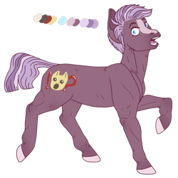 Size: 670x670 | Tagged: safe, artist:guidomista, artist:miiistaaa, artist:nijimillions, oc, oc only, oc:storytime, species:earth pony, species:pony, blaze (coat marking), blue eyes, hooves, lavender, looking at you, male, multicolored hair, muzzle, open mouth, palette, purple, realistic anatomy, realistic horse legs, reference sheet, shocked, short hair, simple background, solo, stallion, standing, striped hair, striped mane, surprised, transparent background, unshorn fetlocks, walking, youtuber