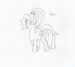 Size: 4507x4016 | Tagged: safe, artist:foxtrot3, oc, oc only, oc:auna, species:pony, hairclip, solo, tall, traditional art