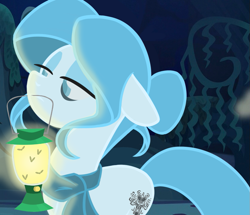 Size: 835x719 | Tagged: safe, artist:herfaithfulstudent, oc, oc only, oc:memento mori, species:earth pony, species:pony, clothing, disney, ghost, ghost pony, lantern, scarf, solo, the haunted mansion
