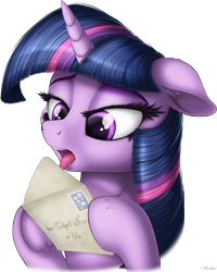 Size: 2097x2621 | Tagged: safe, artist:awalex, character:twilight sparkle, character:twilight sparkle (alicorn), species:alicorn, species:pony, bust, envelope, female, licking, lidded eyes, mare, solo, tongue out