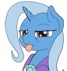 Size: 640x679 | Tagged: safe, artist:ewoudcponies, edit, character:trixie, species:pony, blep, colored, cute, diatrixes, mlem, silly, tongue out, trixie is not amused, unamused
