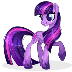 Size: 2000x2000 | Tagged: safe, artist:angellightyt, character:twilight sparkle, species:earth pony, species:pony, g5 leak, earth pony twilight, female, looking back, mare, one hoof raised, simple background, solo, transparent background, twilight sparkle (g5), unshorn fetlocks, watermark