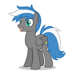 Size: 894x894 | Tagged: safe, artist:oblivionfall, oc, oc only, oc:cloud zapper, species:pegasus, species:pony, male, playful, silly, silly face, silly pony, solo, stallion, tongue out