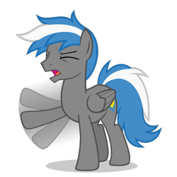 Size: 894x894 | Tagged: safe, artist:oblivionfall, oc, oc only, oc:cloud zapper, species:pegasus, species:pony, eyes closed, male, open mouth, solo, stallion, waving