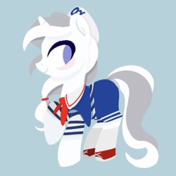 Size: 905x905 | Tagged: safe, artist:herfaithfulstudent, oc, oc only, oc:day dreamer, species:pony, species:unicorn, blushing, clothing, collar, converse, hat, lineless, scoops ahoy, shoes, shorts, simple background, socks, solo, stranger things, stranger things 3