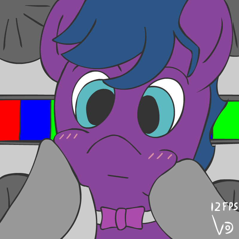 Size: 800x800 | Tagged: safe, artist:vohd, oc, oc only, oc:master time, species:earth pony, species:pony, animated, blushing, bow, cheek squish, cheeks, frame by frame, gif, kneading, squishy cheeks