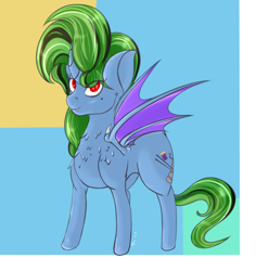 Size: 1760x1866 | Tagged: safe, artist:epicenehs, oc, oc:solar sulfure, species:bat pony, species:mothpony, species:pony, antennae, bat wings, fangs, female, heart eyes, highlights, mare, original species, smiling, solo, standing, wingding eyes, wings