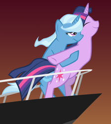 Size: 652x728 | Tagged: safe, artist:grilledcat, edit, character:trixie, character:twilight sparkle, species:pony, species:unicorn, ship:twixie, cropped, female, gradient background, lesbian, mare, reference, ship, shipping, titanic