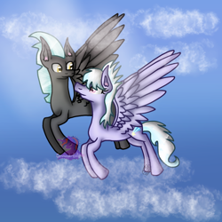 Size: 768x768 | Tagged: safe, artist:commandereclipse, character:cloudchaser, character:thunderlane, species:pony, ship:thunderchaser, female, male, shipping, straight