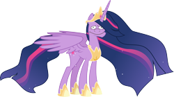 Size: 7807x4374 | Tagged: safe, artist:crystalmagic6, edit, character:twilight sparkle, character:twilight sparkle (alicorn), species:alicorn, species:pony, episode:the last problem, g4, my little pony: friendship is magic, absurd resolution, and it's already shit, awkward smile, crown, cutie mark, ethereal mane, female, galaxy mane, jewelry, looking at you, mare, meme, moe syzlak, older, older twilight, princess twilight 2.0, regalia, simple background, smiling, solo, tiara, transparent background, updated