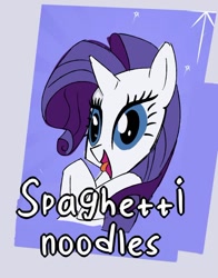 Size: 730x931 | Tagged: safe, artist:ivyredmond, character:rarity, species:pony, species:unicorn, abridged, baked, food, noodles, pasta, scootertrix the abridged, spaghetti