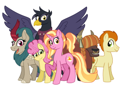 Size: 2176x1578 | Tagged: safe, artist:alexeigribanov, character:li'l cheese, character:luster dawn, species:earth pony, species:griffon, species:kirin, species:pony, species:unicorn, species:yak, episode:the last problem, g4, my little pony: friendship is magic, colt, everypony, female, filly, future, future six, gallop j. fry, georgia (character), male, mare, older gallop j. fry, river song (character), simple background, stallion, transparent background, yelena
