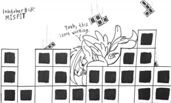 Size: 1280x775 | Tagged: safe, artist:ewoudcponies, character:rainbow dash, species:pegasus, species:pony, inktober, female, ink drawing, inktober 2019, monochrome, solo, tetris, traditional art, video game crossover