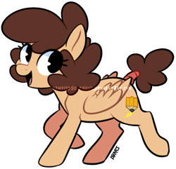 Size: 750x723 | Tagged: safe, artist:vampireselene13, oc, oc only, oc:golden doodle, ponysona, species:pegasus, species:pony, looking at you, open mouth, simple background, solo, tail wrap, transparent background, watermark