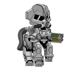 Size: 800x720 | Tagged: safe, artist:ivyredmond, oc, oc only, species:earth pony, species:pony, fallout equestria, armor, fanfic, fanfic art, gun, hooves, laser rifle, power armor, simple background, solo, steel ranger, transparent background, weapon