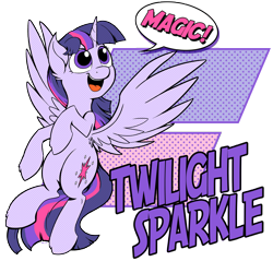 Size: 4000x4000 | Tagged: safe, artist:natsu714, character:twilight sparkle, character:twilight sparkle (alicorn), species:alicorn, species:pony, design, dialogue, female, flying, modern art, pop art, shirt design, solo, speech bubble, spread wings, wings