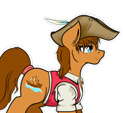 Size: 3200x2929 | Tagged: safe, artist:chaosmauser, oc, oc:golden sails, species:pony, author:britanon, clothing, comedy, hat, pirate, pirate hat, solo, story included