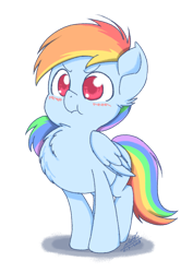 Size: 867x1225 | Tagged: safe, artist:natsu714, character:rainbow dash, species:pegasus, species:pony, :t, angry, behaving like a bird, blushing, chest fluff, cute, dashabetes, ear fluff, female, filly, filly rainbow dash, simple background, solo, transparent background, younger
