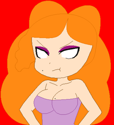 Size: 365x401 | Tagged: safe, artist:sturk-fontaine, oc, oc only, oc:ada, species:human, angry, breasts, chibi, cleavage, female, humanized, milf, mlp wannabes, not adagio dazzle, pouting, solo