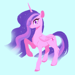 Size: 1280x1280 | Tagged: safe, artist:dilandau203, character:twilight sparkle, character:twilight sparkle (alicorn), species:alicorn, species:pony, episode:the last problem, g4, my little pony: friendship is magic, blue background, colored hooves, cute, female, mare, older, older twilight, princess twilight 2.0, raised leg, simple background, solo, twiabetes