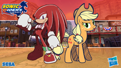 Size: 1920x1080 | Tagged: safe, artist:galaxyart, artist:lukaafx, character:applejack, crossover, knuckles the echidna, sonic riders, sonic the hedgehog (series)